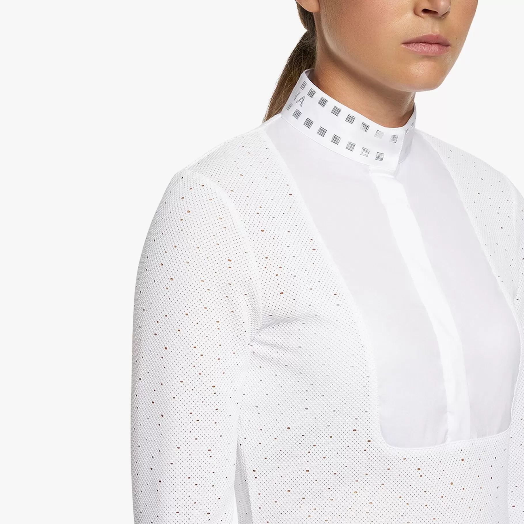 Women'S Shirt In Perforated Fabric With A Sequin Collar-Cavalleria Toscana Clearance