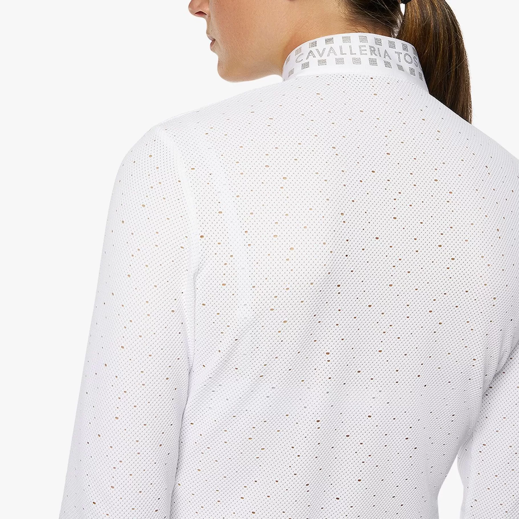 Women'S Shirt In Perforated Fabric With A Sequin Collar-Cavalleria Toscana Clearance